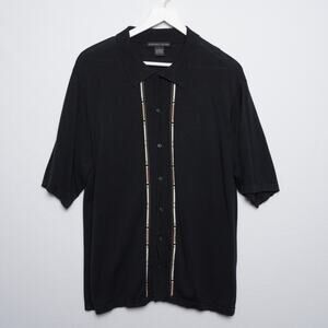 Vintage Geoffrey Beane Silk Blend Knit Short Sleeve Button Up L‎